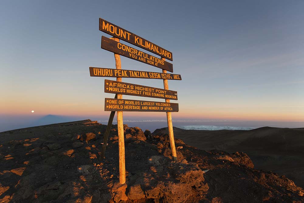 51358023 - uhuru peak highest summit on mount kilimanjaro in tanzania, africa.