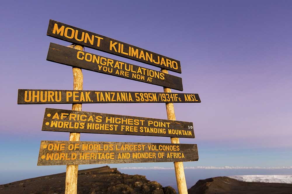 51358018 - uhuru peak highest summit on mount kilimanjaro in tanzania, africa.